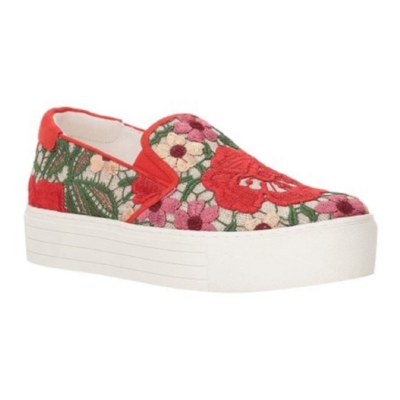 Kenneth Cole Shoes - Kenneth Cole Red Floral Joanie Platform Slip-On Sneaker